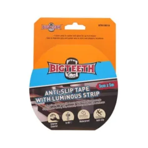 Cinta Antideslizante con Banda Luminosa 5cm x 5mt Bigteeth